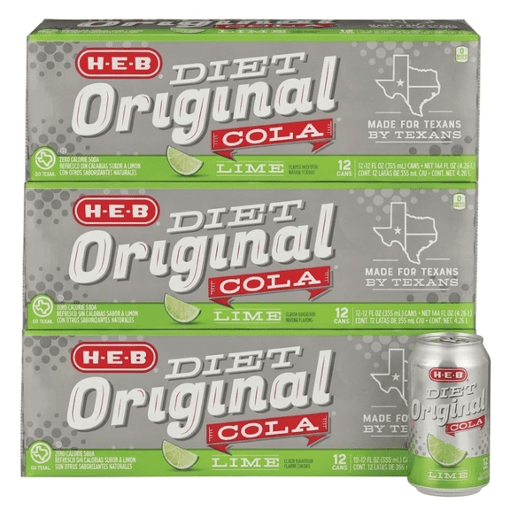 Original Diet Lime Soda Soft Drink, 12 fl oz Cans, 36 Pack