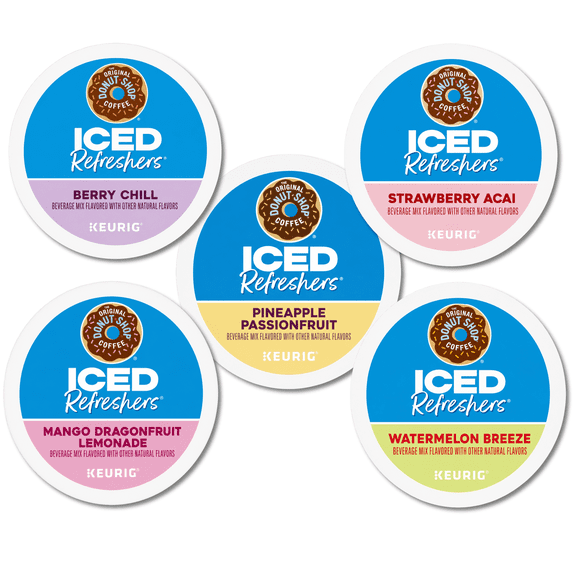 The Original Donut Shop ICED Refreshers Variety Pack K-Cup Pods, 20 Count (4 Pods Each)  Strawberry Acai, Pineapple Passionfruit, Mango Dragonfruit Lemonade, Watermelon Breeze & Berry Chil