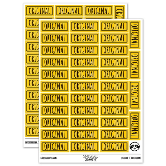 Original Double Line Border Document Sticker Set - Yellow - Gloss Finish - 1.5" Small