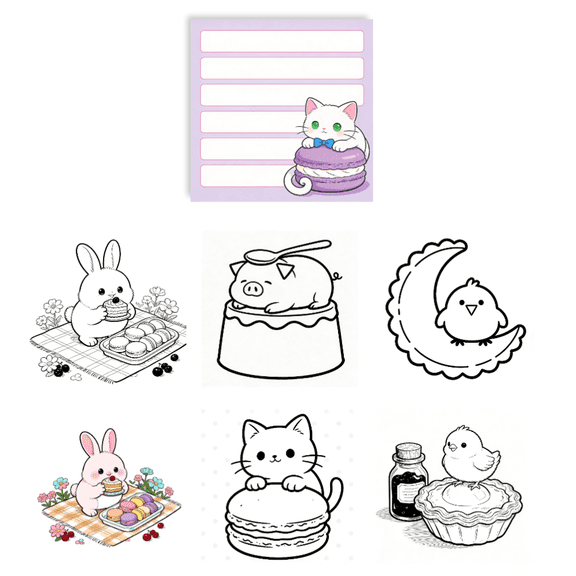 Original Double-Sided Coloring Memo Pads - 100 Pcs, 100 Unique Patterns, Writing & Doodle Sticky Notes