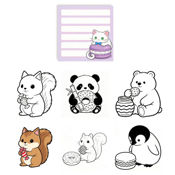 Original Double-Sided Coloring & Writing Sticky Notes (100 Pcs) - 100 Unique Patterns, Message Pad for Daily Reminders