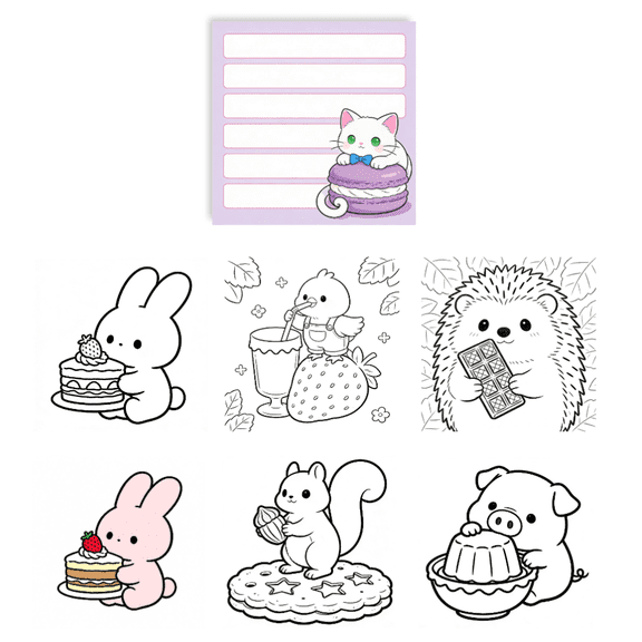 Original Double-Sided Writing Sticky Notes (100 Pcs) - Coloring Side + 100 No-Repeat Patterns