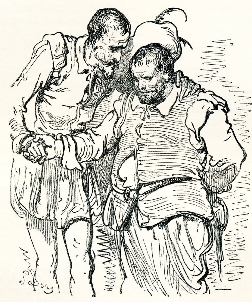 After An Original Drawing By Gustave Dore Of Don Quixote And Sancho Panza From Life And Reminiscences Of Gustave Dore Published 1885 Canvas Art - Ken Welsh Design Pics (13 x 16)