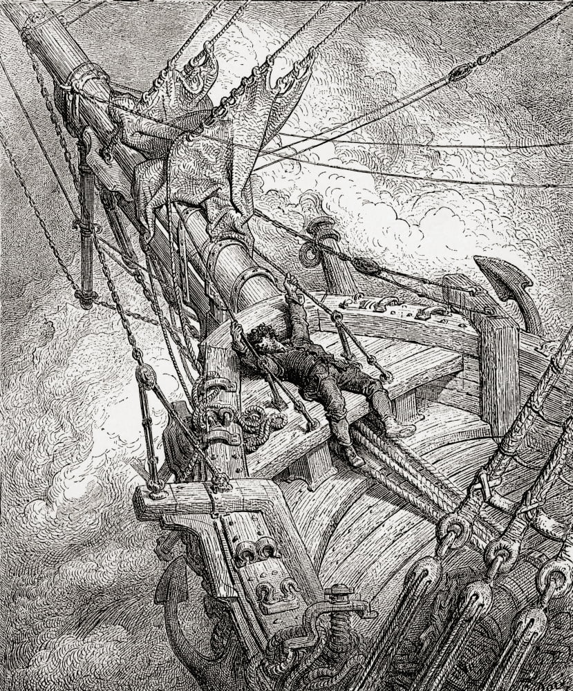 After The Original Drawing By Gustave Dore For The Rime Of The Ancient Mariner From Life And Reminiscences Of Gustave Dore Published 1885 Canvas Art - Ken Welsh Design Pics (13 x 16)