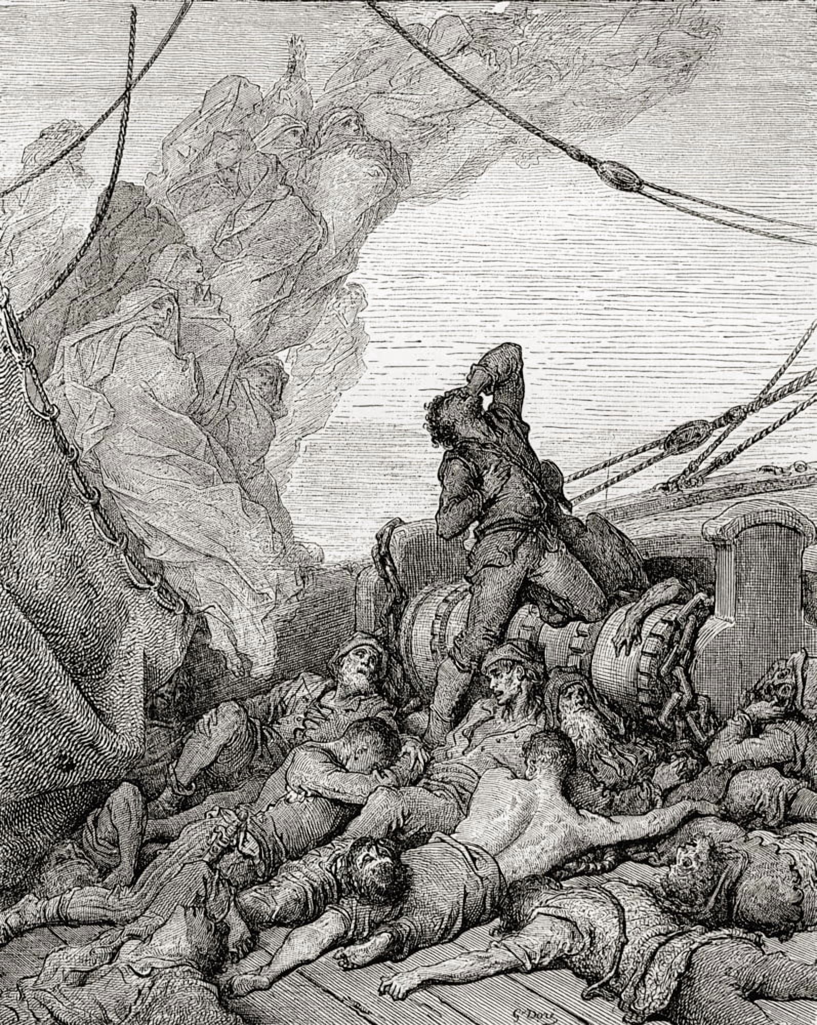 After The Original Drawing By Gustave Dore For The Rime Of The Ancient Mariner From Life And Reminiscences Of Gustave Dore Published 1885 Canvas Art - Ken Welsh Design Pics (26 x 32)