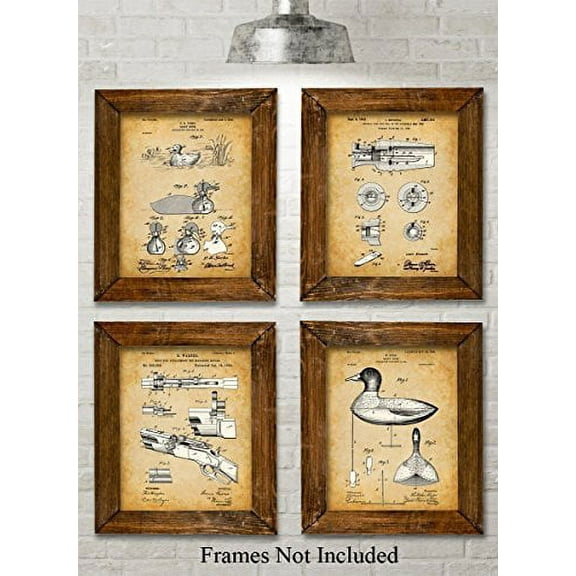 Original Duck Decoys Patent Art Prints - Set of Four Photos (8x10) Unframed - Great Gift for Duck Hunters