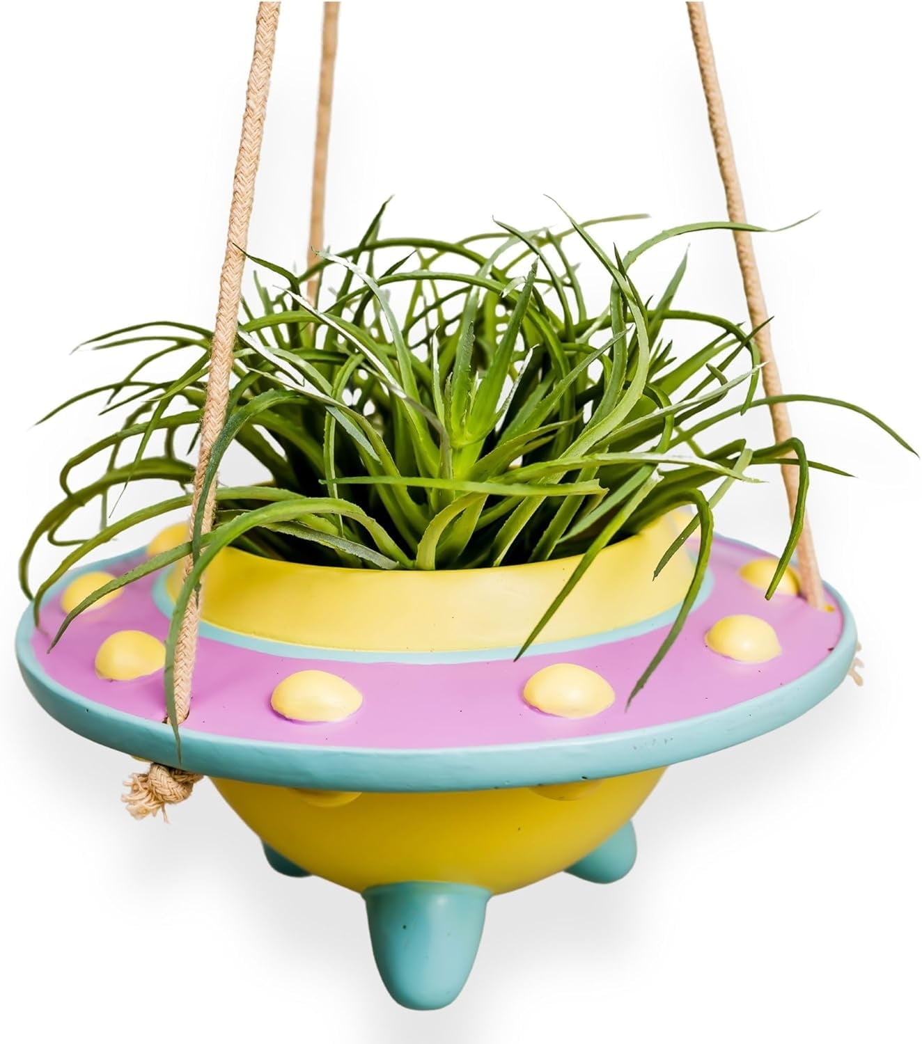Original Earthlings Hanging Plant Pot - 3.6 Inch Plastic UFO Planter with Drainage Hole - Unique Cactus & Succulent Plant Pot - Cute, Small Hanging Plant Pots - Cute Plant Gifts for Plant Lovers