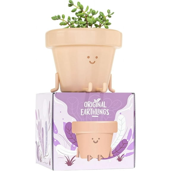 Original Earthlings Legs Out Pot - 4 inch Cute Plant Pot - Plastic Funny Planter with Drainage - Unique Cactus Plant Lover Gift - Small Succulent Face Flower Pot - Cute Plant Gifts for Plant Lovers