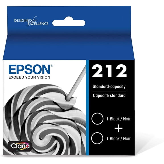 Original Epson 212 black Ink Cartridge 2 packs XP-4100 XP-4105 WF-2830 WF-2850