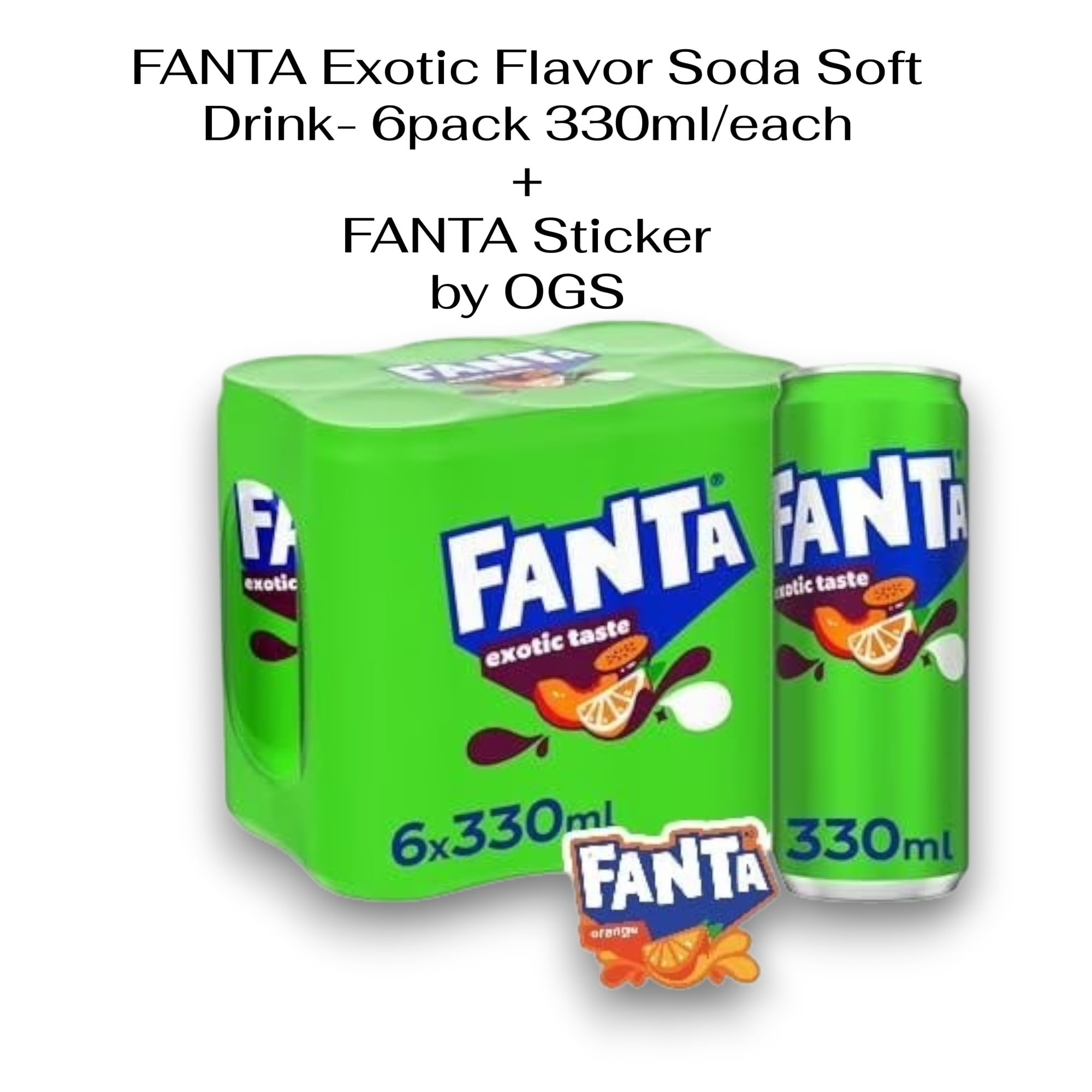 Original European FANTA Exotic Flavor Soda Soft Drink- 6pack 330ml/each with FANTA Sticker