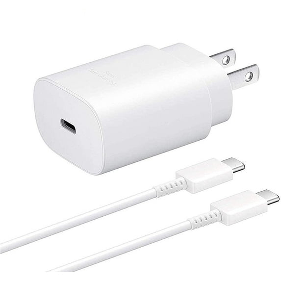 Original Fast Charger 25W USB C Super Fast Charging with 3.3FT Type C Charger Cable Cord for Samsung Galaxy S23 FE Super Fast Charging 25W PD Charger Kit - White
