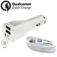 thumbnail image 1 of Fast USB C Dual-Port Car Charger with Type C Cable 4ft for LG V60 ThinQ - Dual USB Rapid Adaptive Fast Car Charger - White, 1 of 5