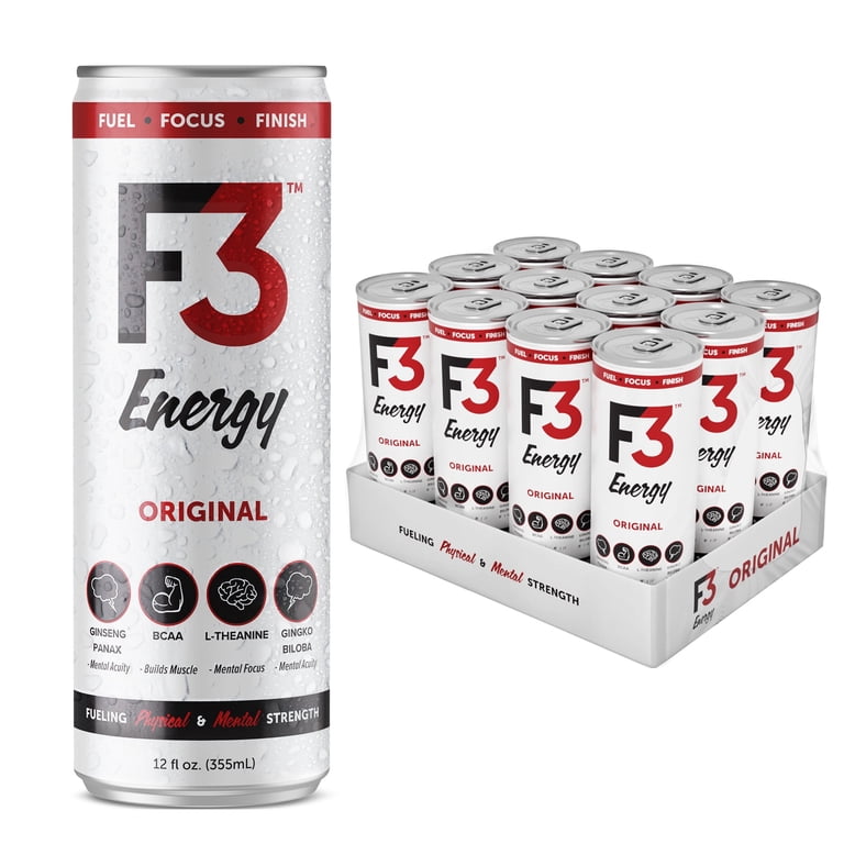 F3 Energy Original Energy Drink, Zero Sugar, NSF Certified for