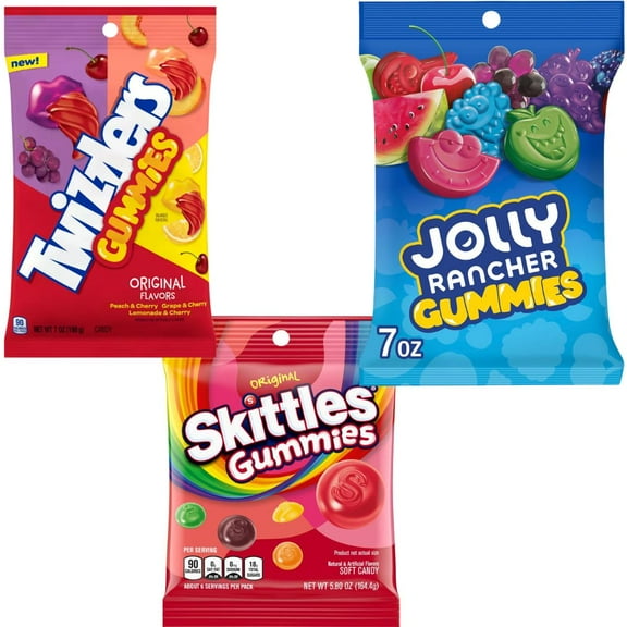 Original Fruity Gummies Variety 3 Pack (Skittles Original 5.8 Oz, Twizzlers Original 7 Oz, Jolly Rancher Original 7 Oz)