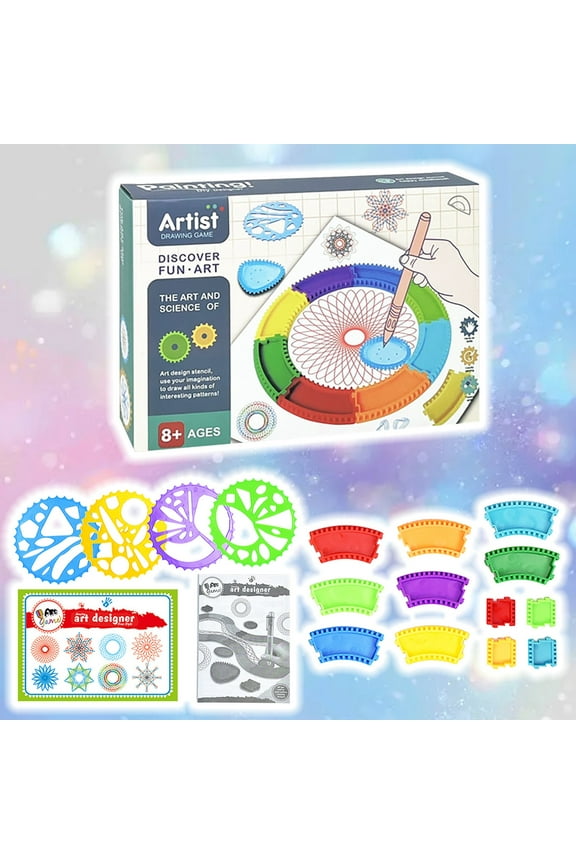 Original Fun Shapes Craft & Drawing Set, Creative Spirograph Kit with Wheels and Pens for ki-ds, Geometric Art Tool for Endless Designs