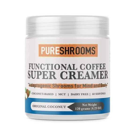 Original Functional Coffee Creamer w/ Coconut Milk Powder, MCT Oil & Lions Mane, Reishi, Chaga, Maitake, Turkey Tail, Cordyceps-Stress Relief, Immunity Boost, Vegan, Dairy Free 120g/4.23oz