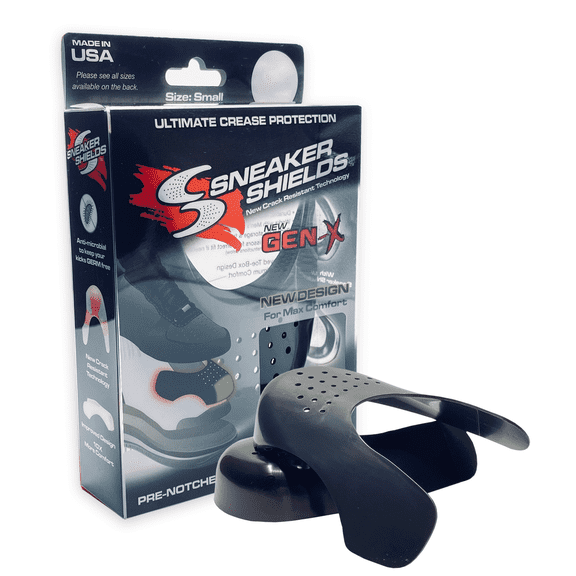 Original Gen-X Sneaker Shields Protector, Shoe Preventer - Toe Box Crease Protector, Black, Small