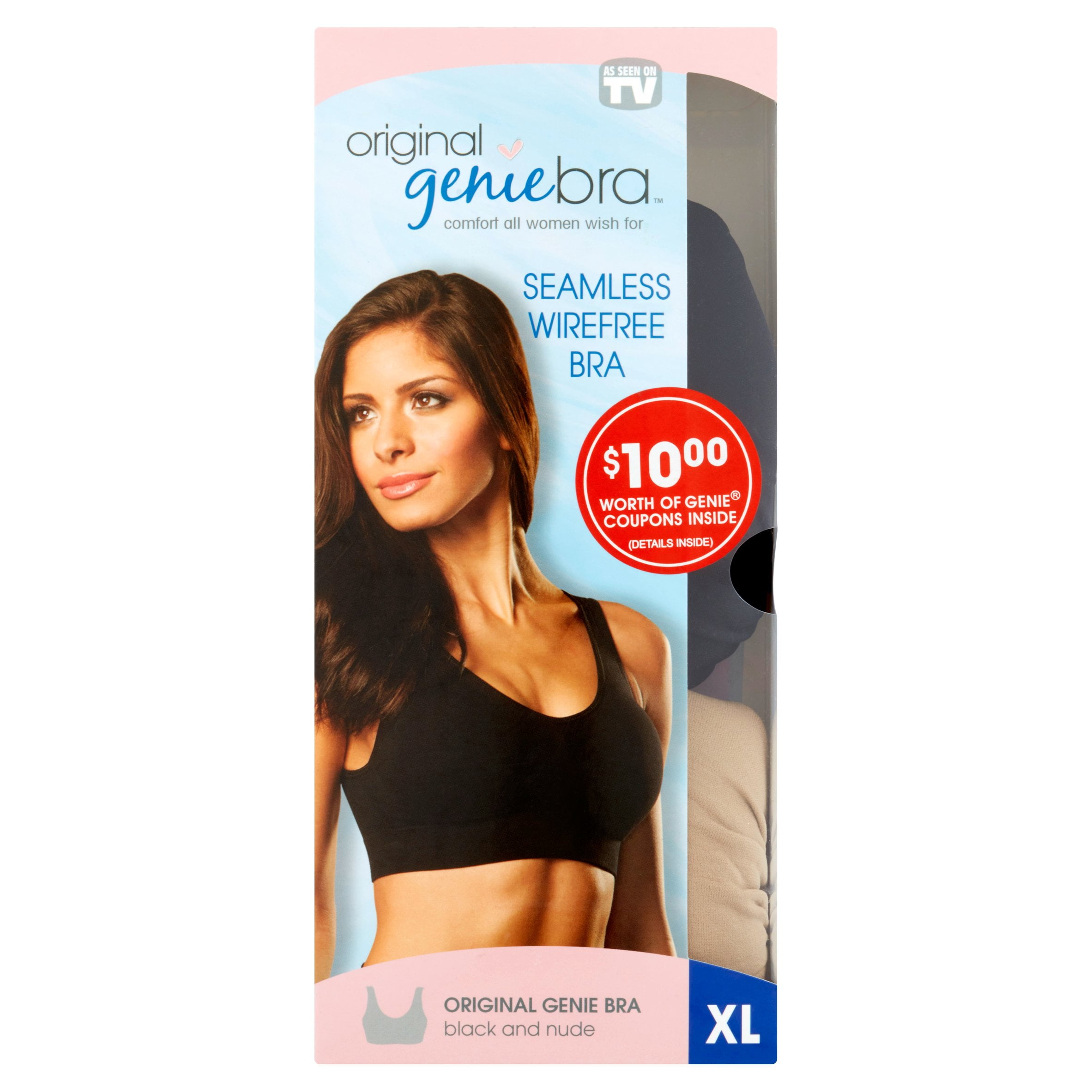 Original Genie Bra, Black and Nude, XL