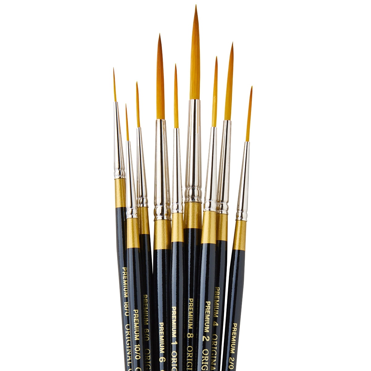 Original Gold&reg; 9050 Script Liner Premium Golden Taklon Brushes, Set of 9