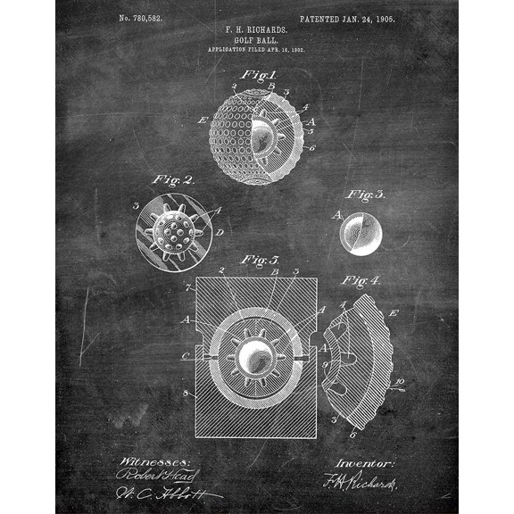 Original Golf Ball Artwork Submitted In 1905 - Golf - Patent Art Print