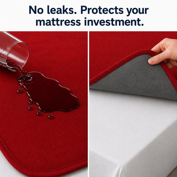 The Original Good Time Waterproof Blanket -Red/Gray 100% Leakproof Discreet Furniture Protection for Messy Moments, Pets and Spills -Cozy Soft Machine Washable Fleece -Jumbo 80x60