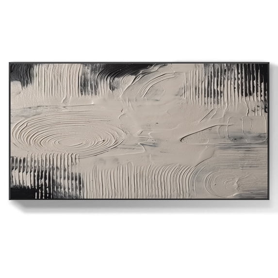 Original Grey Black Oil Painting On Canvas Gray Black Minimalist Abstract Wall Art Acrylic Textured Wall Art for Living Room Wall Decor,Unstretched,Frameless,(61*122cm)24*48Inches