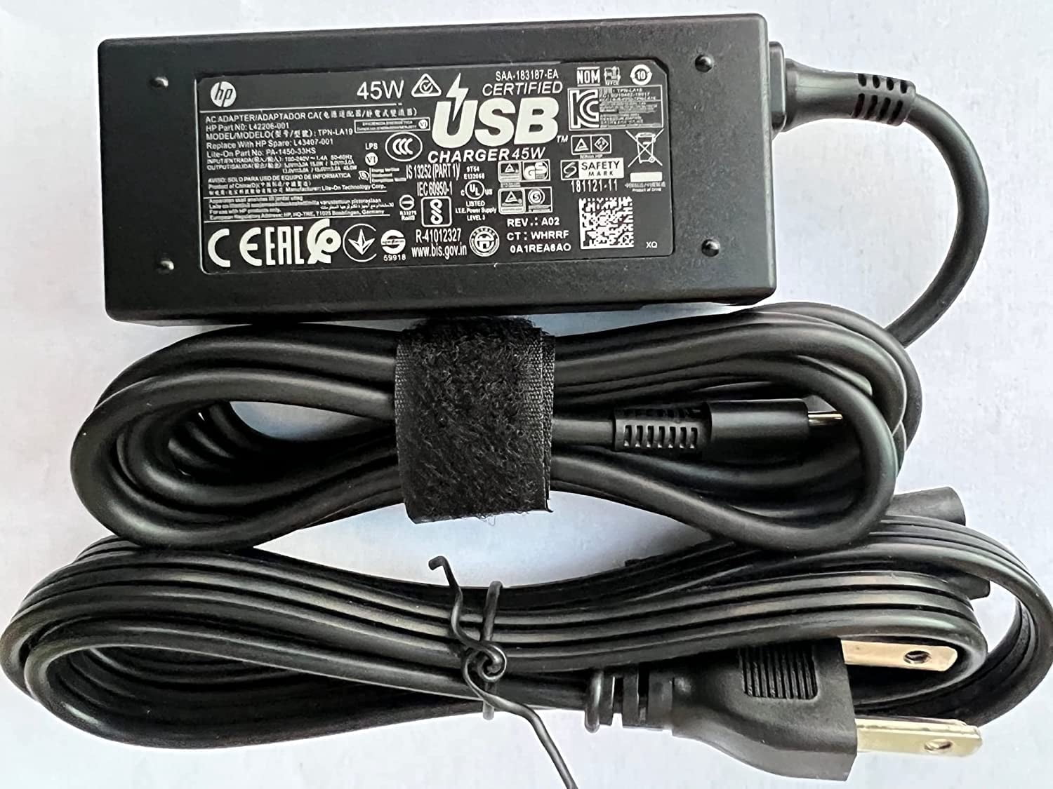 Genuine 15V 3A 45W USB Type C for HP CHROMEBOOK 14B-CA0036NR, 11A G6 EE, L42206-003 L43407-001 L64297-004 TPN-AA07 L42206-004 935444-002 844205-850 TPN-LA19 L43407-001 L42206-001 Power Supply