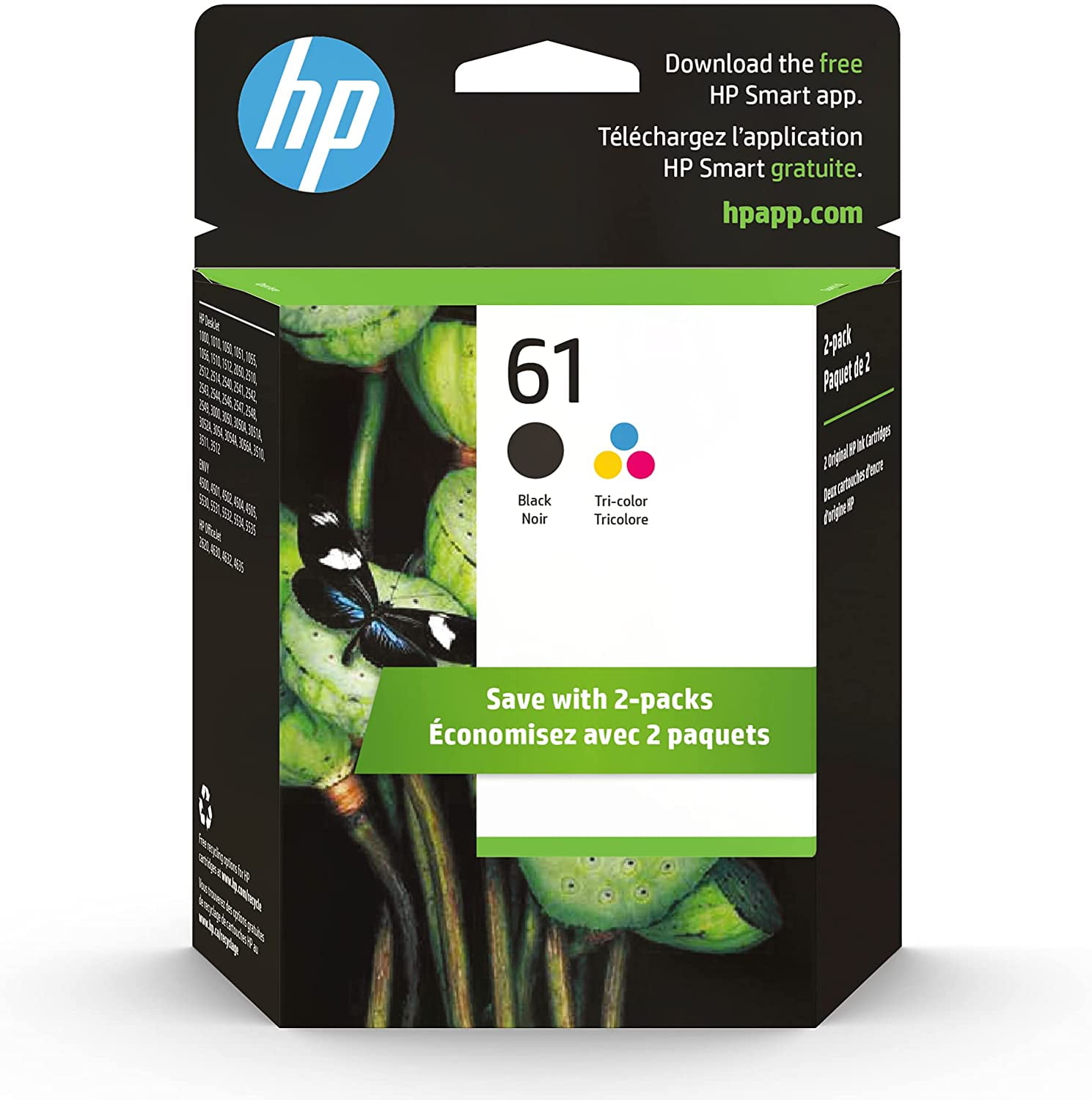 HP 61 Color and Black Ink Cartridge Combo, Standard Capacity