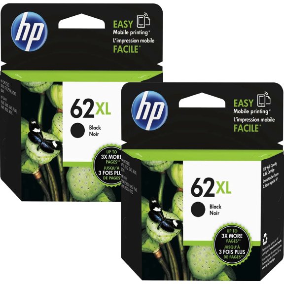 HP 62XL Ink Cartridges High Yield Black and Color for HP Printers