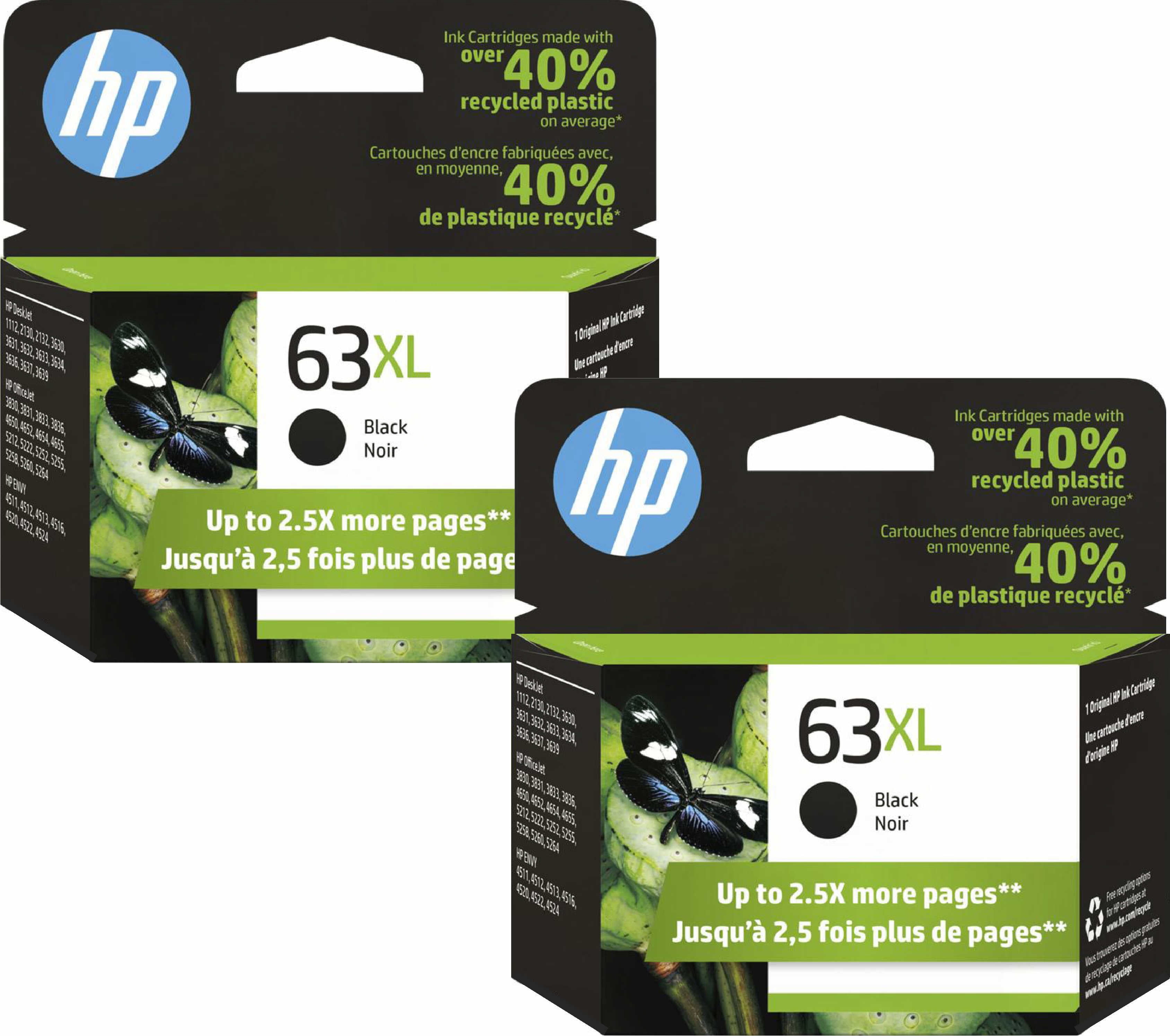 Pack 2 cartouches compatibles HP 62XL Pack de 2 cartouches compatible
