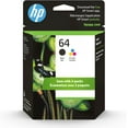 thumbnail image 1 of Original HP 64 Black/Tri-color Ink Cartridges (2-pack) | Works with HP ENVY Inspire 7950e; ENVY Photo 6200, 7100, 7800; Tango Series | Eligible for Instant Ink | X4D92AN, 1 of 7