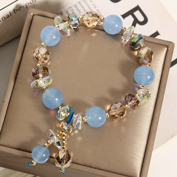 Original Handmade Aquamarine Crystal Bracelet For Women