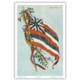 thumbnail image 1 of Original Hawaiian Flag - Hawaii USA - Vintage Hawaiian Color Postcard c.1910s - Master Art Print (Unframed) 12in x 18in, 1 of 4