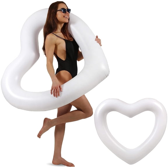 The Original Heart Shaped Pool Float by LOTELI - White - Thicker and Stronger - Best Inflatable for Pool Parties, Bachelorette, Wedding Party - Summer Fun & Relaxation - Durable & Easy to Inflate (2)