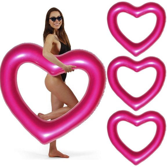 The Original Heart Shaped Pool Float by LOTELI - Metallic Dark Pink - Thicker and Stronger - Best Inflatable for Pool Parties, Bachelorette - Summer Fun & Relaxation - Durable & Easy to Inflate (4)