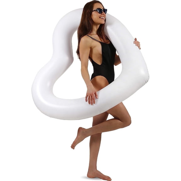 The Original Heart Shaped Pool Float by LOTELI - White - Thicker and Stronger - Best Inflatable for Pool Parties, Bachelorette, Wedding Party - Summer Fun & Relaxation - Durable & Easy to Inflate
