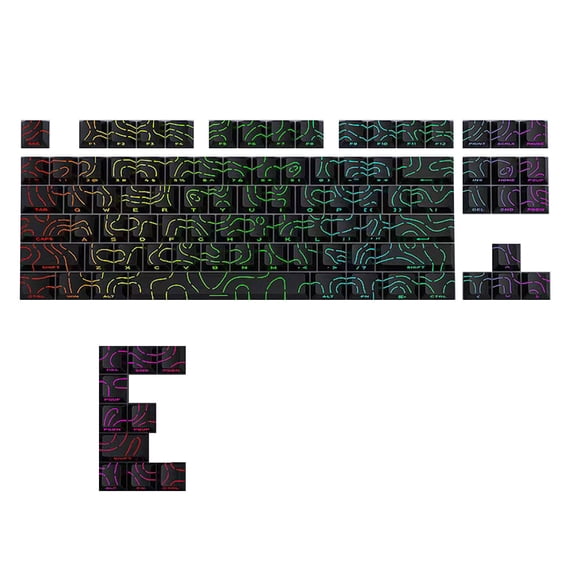 Original Height Side Engraved Keycaps Contouring Line Theme for 61 64 68 75 84 Mechanical Keyboards