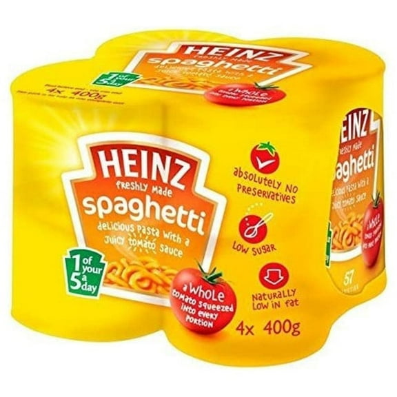 Original Heinz Spaghetti in Tomato Sauce NSD3&nbsp;Imported From The UK England Four Pack The Best Of British Heinz Spaghetti in Tomato Sauce