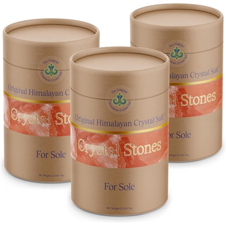 Original Himalayan Crystal Salt Stones for Sole - Increase Hydration, Energy, Vibration, Cellular Communication and Replenish Electrolytes with 84 Trace Minerals (3 Pack)