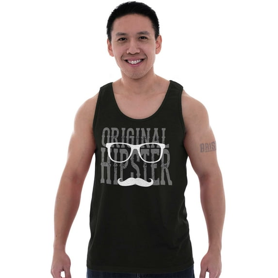 Original Hipster Mustache Blerd Tank Top Sleeveless Tee Men Brisco Brands S