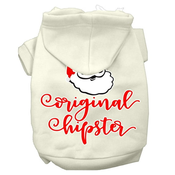 Mirage Pet Original Hipster Screen Print Dog Hoodie Cream L