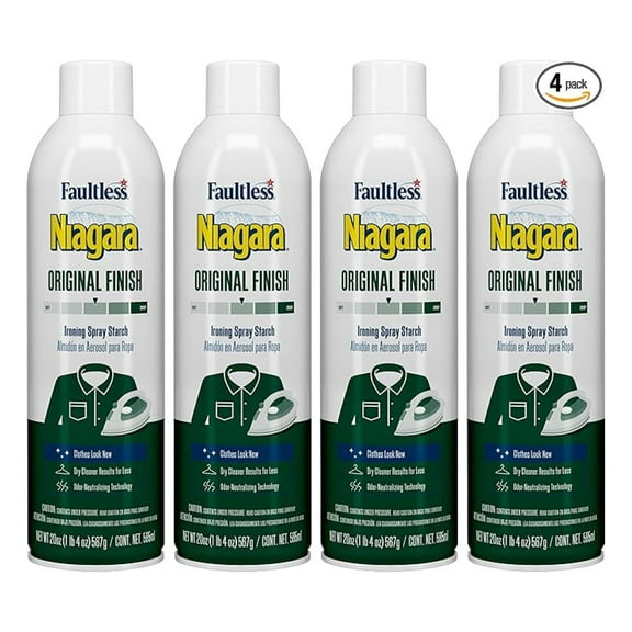 Original Hold Spray Starch for Clothes, Wrinkle Remover & Ironing Aid with Scent, Crisp Finish, No Flaking or Clogging, 20 oz Cans (Pack of 4)