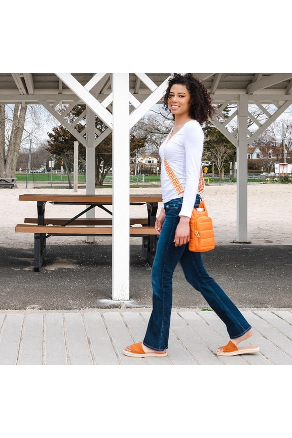 ® Original HydroBag ® , Fits Up to 32 oz Water Bottle Holder with Strap, Hands-Free Crossbody, Water Bottle Carrier Bag with Phone Pocket - Orange Matte w/Patterned Strap