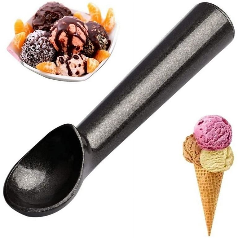 ml Original Ice Cream Scoop Unique Liquid Filled Heat Conductive Handle Simple One Piece Aluminum Design Easy Release, Black
