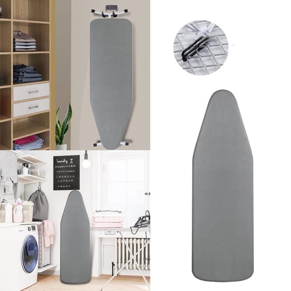 Ironing Board Cover and Pad, Silicone Coating, Thick Scorch Resistant Padding, Heavy Duty Iron Covers Standard Boards, Hook and Loop Fastener Strap, Silver, 19x55