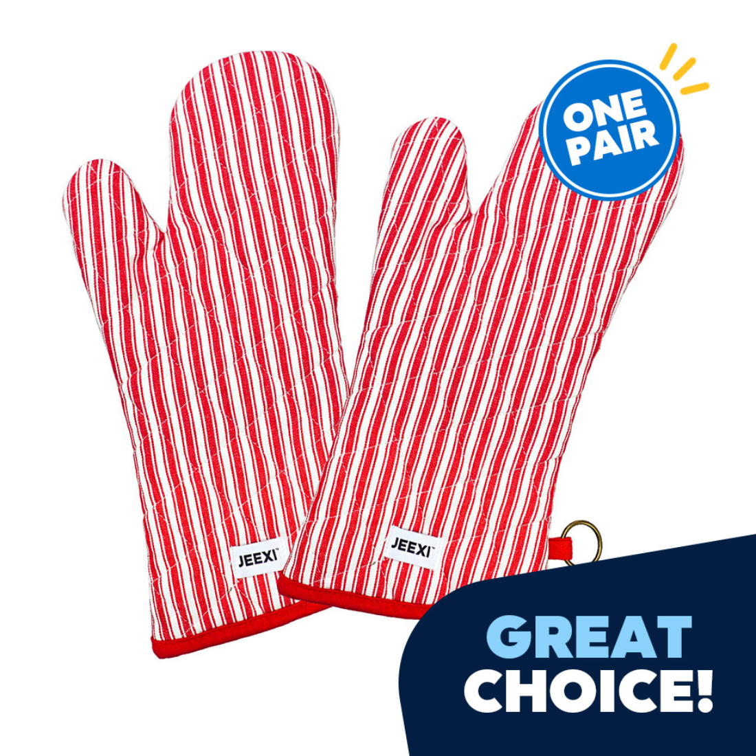 DII Red Short Oven Mitt (Set of 2), 7.5x5.5", 100 Cotton