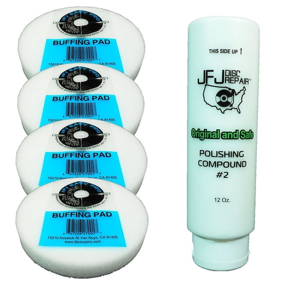 Original JFJ Combo Pack: 4 JFJ Easy Pro Buffing Pads, and 1 Polish Compound #2 12oz
