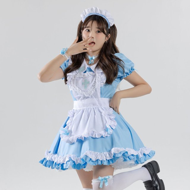 Original Japanese soft girl Lolita wine red cross maid costume cos