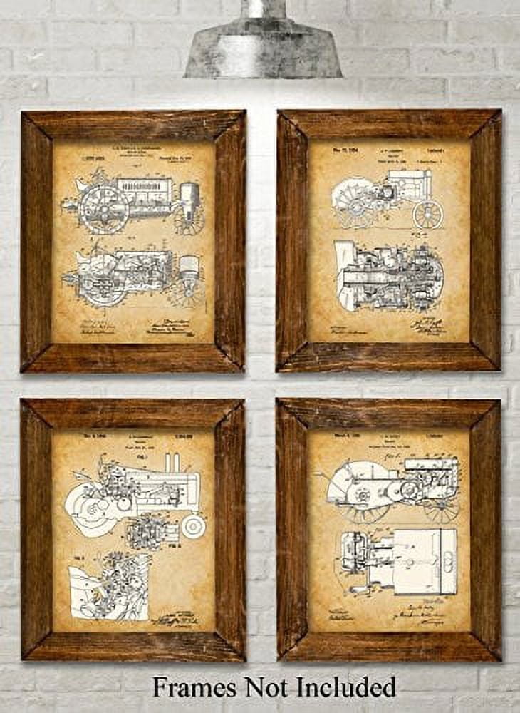 Original John Deere Tractors Patent Art Prints - Set of Four Photos (8x10) Unframed - Great Gift for Farmers or Country decor