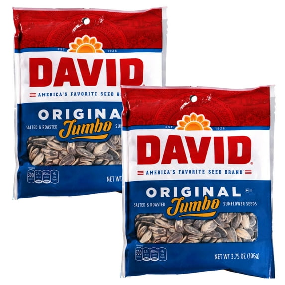 Original Jumbo Salted and Roasted Sunflower Seeds 3.75 oz Each Bag for Basket Stuffers Home Kitchen Office Movie Nights Traveling Camping Picnic Food Midday Snacking Party Favor Gift Supplies Set of 2